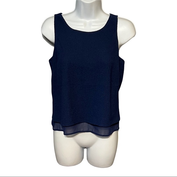 Maison Jules Chiffon Tank Top Lightweight Sleeveless Sheer Layered Blouse Flowy - Picture 3 of 5